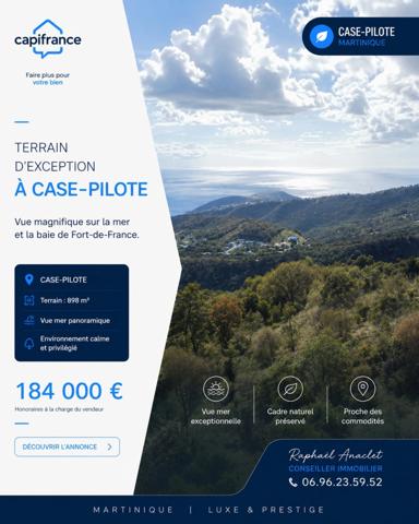 Dpt Martinique (972), à vendre CASE PILOTE terrain de 898 m2 Vue Mer !