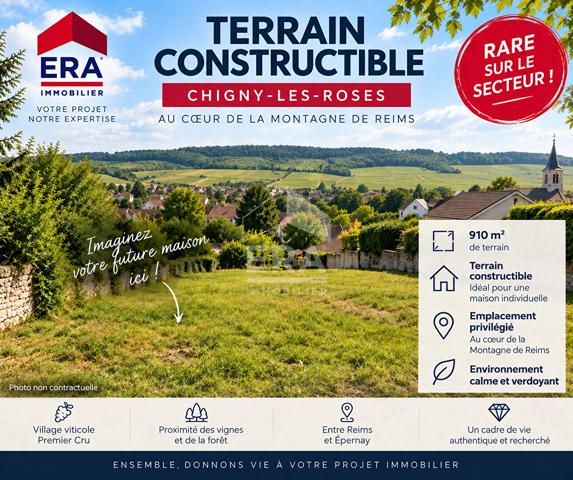 Terrain constructible - Chigny-les-Roses 910 m2