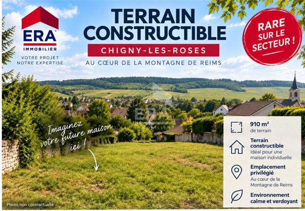 Terrain constructible - Chigny-les-Roses 910 m2