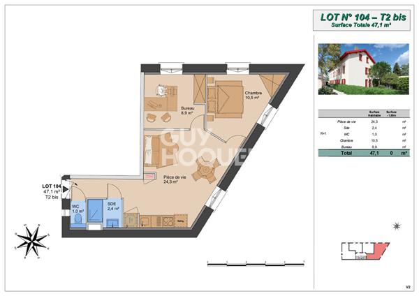 Appartement T2 bis (Plateau à aménager), Montchat Bazin, Lyon 3ème (69003)
