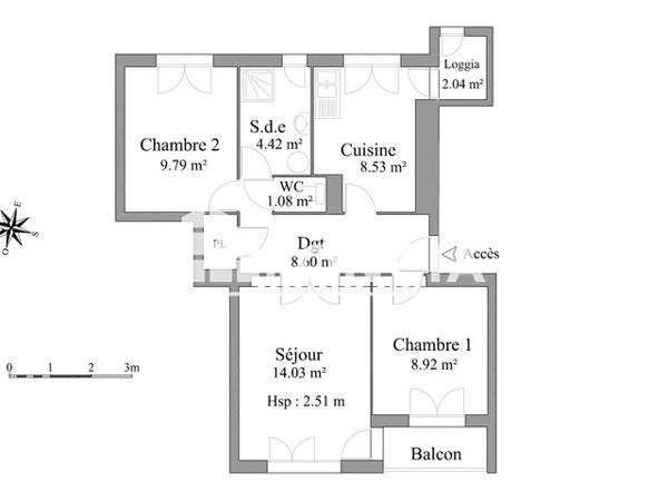 Location Appartement 3 pièces 55.4 m² - 14 RUE TONY FERRET Bourg En Bresse 01000