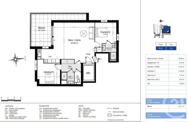 Appartement F3 à vendre  3 pièces - 81,08 m2 JUAN LES PINS - 06