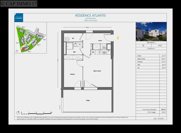 Appartement de 44,2 m² en vente à LA ROCHELLE