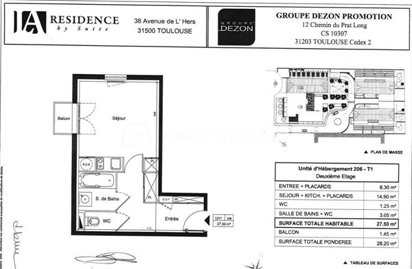 Appartement de 27,49 m²