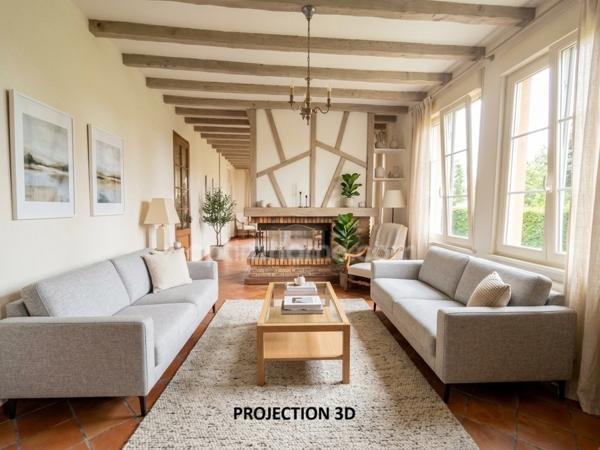 02100 NEUVILLE SAINT-AMAND - Maison de caractère au charme de l’ancien 332m2 - 4 chambres - Vie de plain-pied - Salle de réception 70 m² - Mezzanine - Grand garage