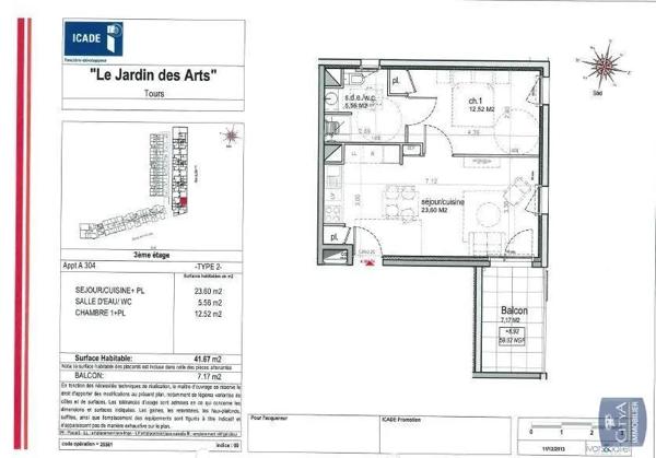 Appartement à louer 2 pièces 41.67m²