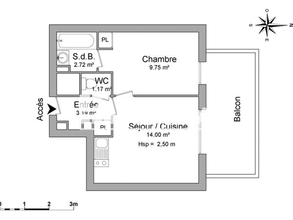Location Appartement meublé 2 pièces 30.83 m² - 1-3-5 RUE SOPHIE TREBUCHET Besancon 25000