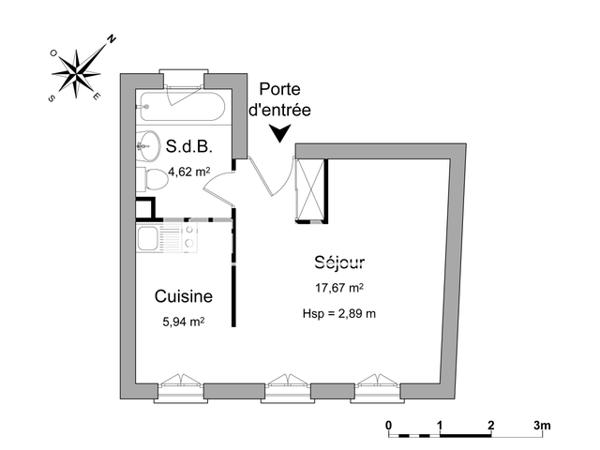 Location Studio 28.23 m² - 46 RUE CROIX VERTE Albi 81000