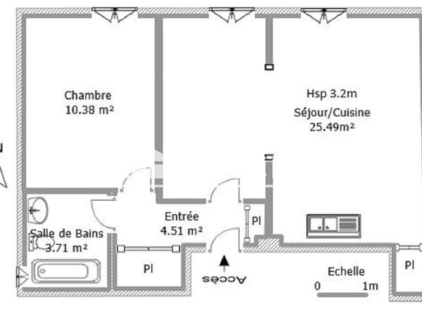 Location Appartement meublé 2 pièces 44.09 m² - 64 RUE D'ALSACE Carcassonne 11000