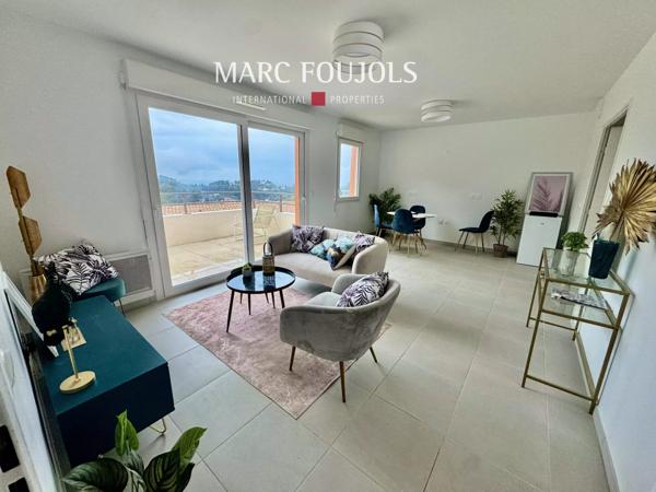 3 pièces neuf avec vue mer, balcon et parking, situé sur les hauteurs de Menton