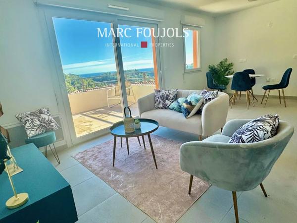 3 pièces neuf avec vue mer, balcon et parking, situé sur les hauteurs de Menton