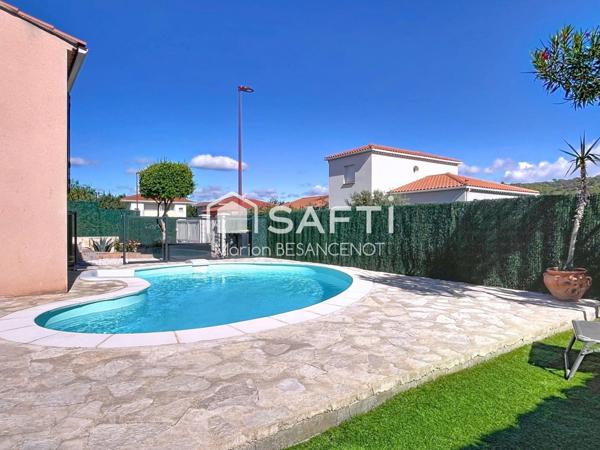 Maison T4 en 3 faces, 3 chambres, garage, piscine et jardin.