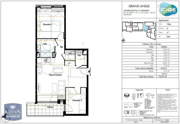 Appartement à louer 3 pièces 65.85m² Mulhouse (68200)