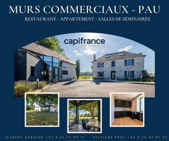 Pau périphérie (64) - À vendre Ensemble immobilier avec salle de restaurant, cuisine équipée, salles de séminaire et appartement T4.