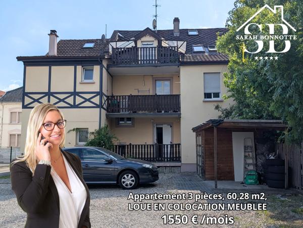 Saint-Louis (68300) SPECIAL INVESTISSEURS, Appt loué en colocation, Centre-ville Saint-Louis