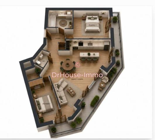 Appartement à vendre 3 pièces de 61 m²