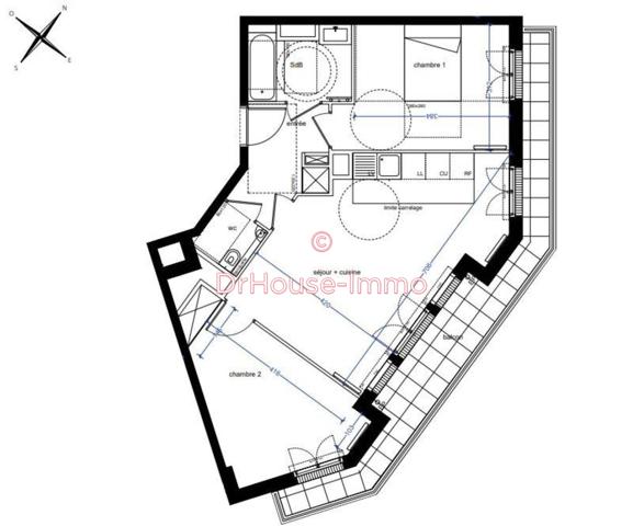 Appartement à vendre 3 pièces de 61 m²