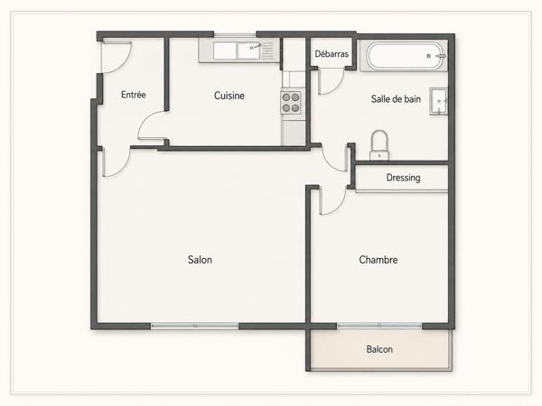 Choisy-le-Roi, Gambetta, grand 2 pièces de 50,68 m² avec balcon, libre et rénové