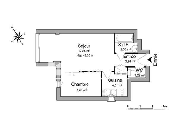Location Appartement meublé 2 pièces 34.47 m² - 1/5 ALLEE DE LA MISAINE La Rochelle 17000