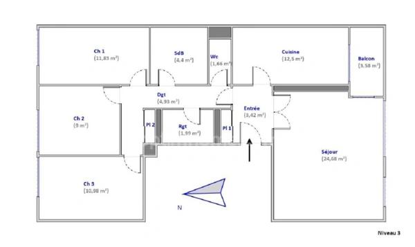 Appartement de 4 pièces de 86 m² à Lyon 3