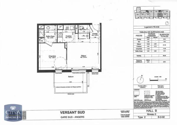 Appartement à louer 2 pièces 40m² Angers (49000)