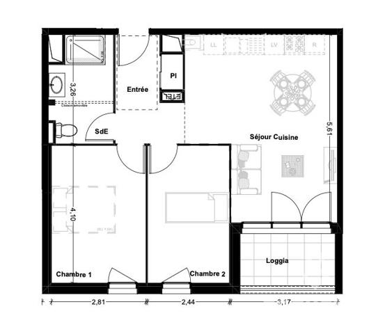 Appartement 3 pièces – Résidence récente 2022 – Loggia – Parking privatif