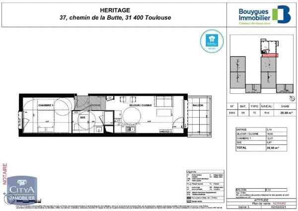 Appartement à louer 2 pièces 40.76m² Toulouse (31400)