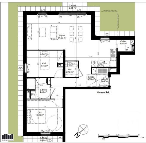 Appartement F3 à vendre  3 pièces - 74,47 m2 DOUVRES LA DELIVRANDE - 14