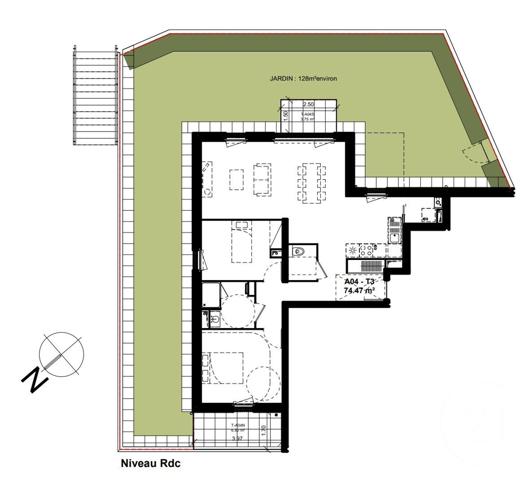 Appartement F3 à vendre  3 pièces - 74,47 m2 DOUVRES LA DELIVRANDE - 14