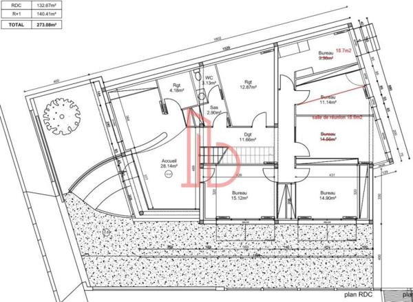 Bureau de 273 m² à louer à Bordeaux Ouest-Merignac