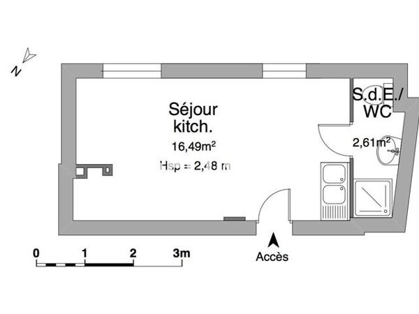 Location Studio 19.1 m² - 24 RUE DES IMBERGERES Sceaux 92330