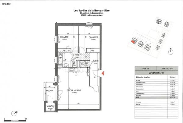 Appartement La Roche Sur Yon 3 pièce(s) 63.70 m2 , La roche sur yon