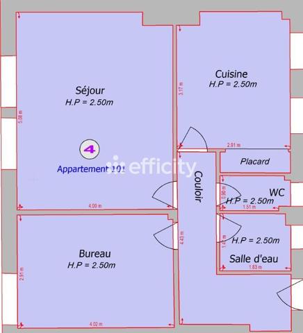 Appartement 2 pièces - 54 m²
