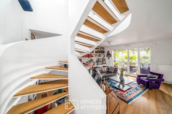 Duplex contemporain aux terrasses végétalisées, esprit canopée urbaine