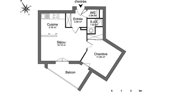 Location Appartement 2 pièces 37.89 m² - Toulouse 31400