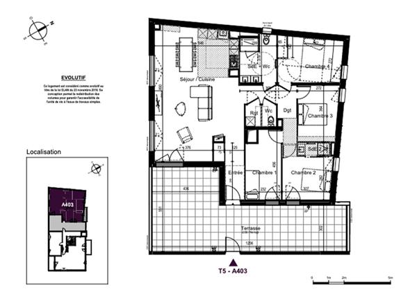 Appartement La Rochelle 5 pièces 109.54 m2