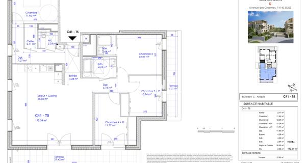 À vendre Appartement 5 pièces 112.34 m² - Sciez 74140