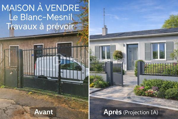 Maison individuelle ancienne (avant 1948) située au Blanc-Mesnil, édifiée sur une parcelle de 416 m², comprenant un jardin extérieur de 300 m² non constructible.

Le bien développe une surface totale d’environ 60 m², dont 39,49 m² reconnus en surface habitable.

La partie habitable se compose d’une pièce principale de type salon-séjour, d'une cuisine, d’une salle de bains et de WC séparés.

Les surfaces complémentaires sont actuellement considérées comme dépendances / grange, non comptabilisées en surface habitable, offrant un potentiel d’aménagement sous réserve des règles d’urbanisme en vigueur.

🔧 Travaux à prévoir.
💡  Idéal pour un acquéreur averti, un projet de rénovation ou une résidence principale avec jardin.
📞 Pour plus d’informations ou organiser une visite, contactez-moi.
