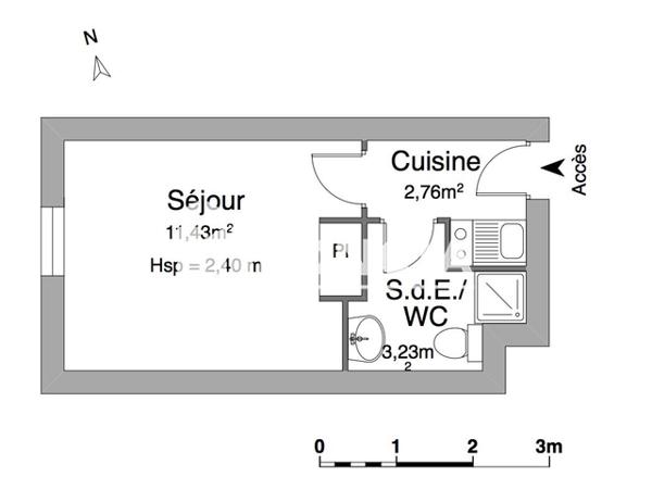 Location Studio 17.42 m² - 18 PLACE WURZBURG Caen 14000