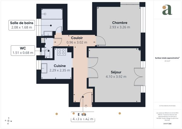 Agréable 2 pièces de 42 m² en rez-de-jardin avec terrasse et cave Le Cannet