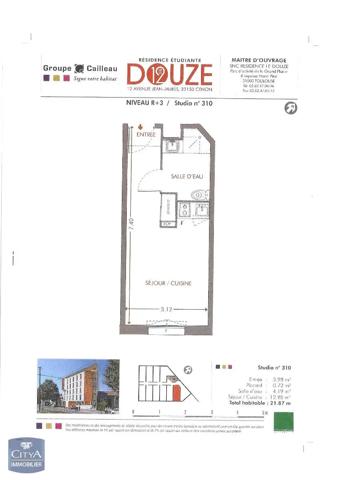 Appartement à louer 1 pièce 20.6m² Cenon (33150)