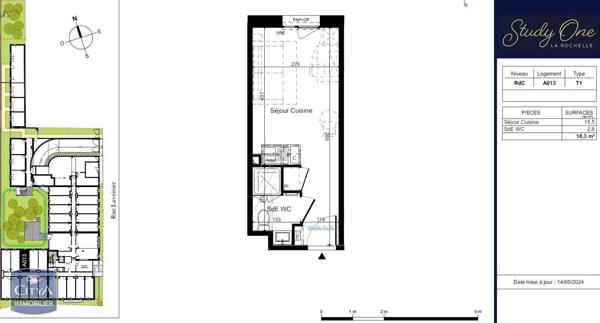 Appartement à louer 1 pièce 18.3m² La Rochelle (17000)