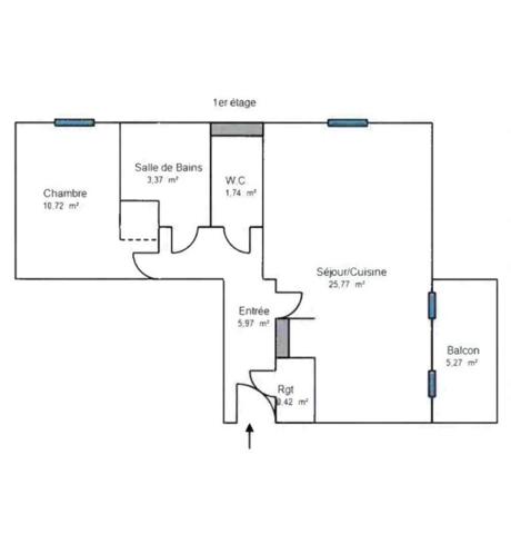 Appartement  2 pièce(s) 48 m2