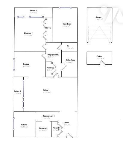 F4 avec deux balcons et gge