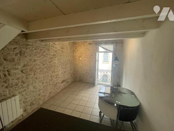 Un appartement de type T1 comprenant séjour, cuisine, mezzanine, salle d’eau ainsi qu’un balcon.