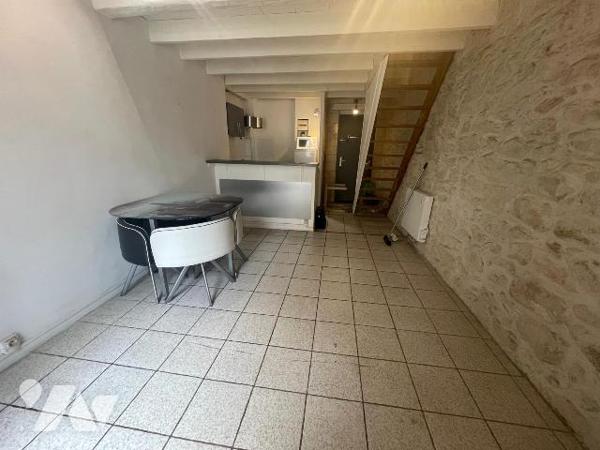Un appartement de type T1 comprenant séjour, cuisine, mezzanine, salle d’eau ainsi qu’un balcon.