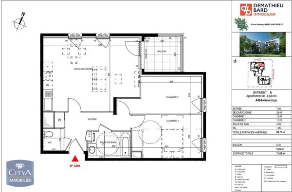 Location appartement Saint-Priest (69800) 3 pièces 66.17m²