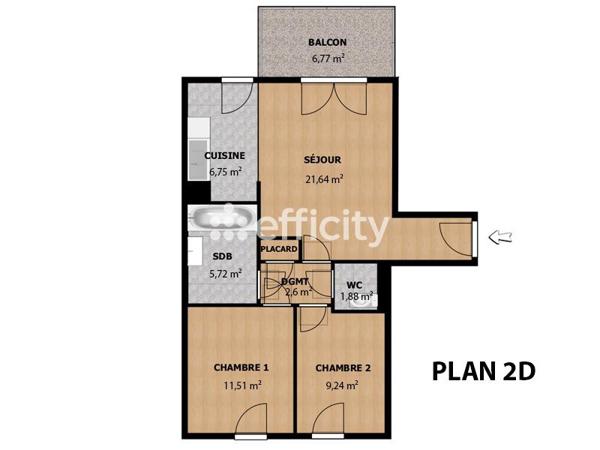 Appartement 3 pièces - 60 m²