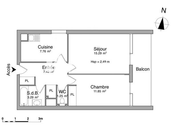 Location Appartement 2 pièces 46.8 m² - APPARTEMENT N°113 Rennes 35200