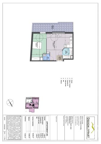 Appartement F2 à vendre  2 pièces - 44,80 m 2   THIAIS  - 94